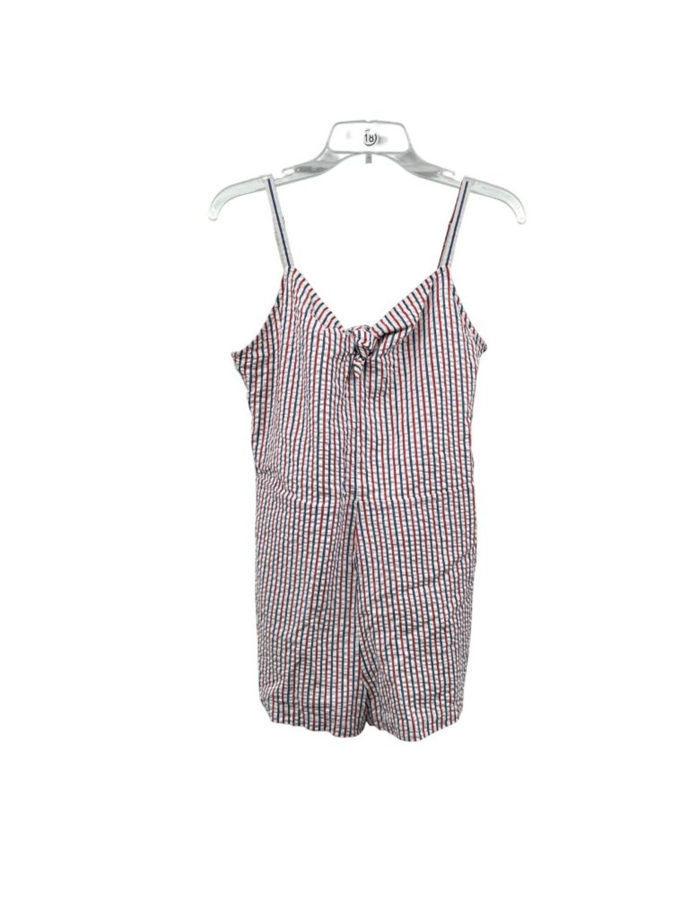 Vineyard Vines Striped Seersucker Romper Sleeveless Pockets Size 8 New
